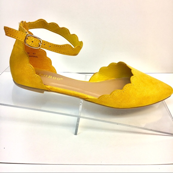 yellow ankle strap flats